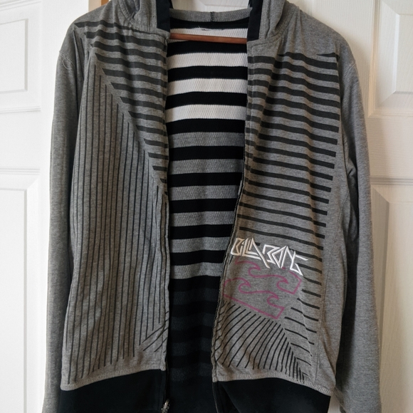 Billabong - reversible - zippered hoodie - US M - grey and black - Picture 4 of 5